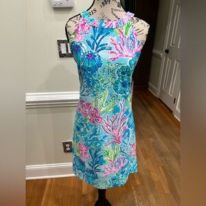 COPY - Aryeh Blue and Pink Sleeveless Halter Sheath Dress